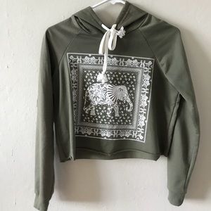 Super chill green elephant crop top